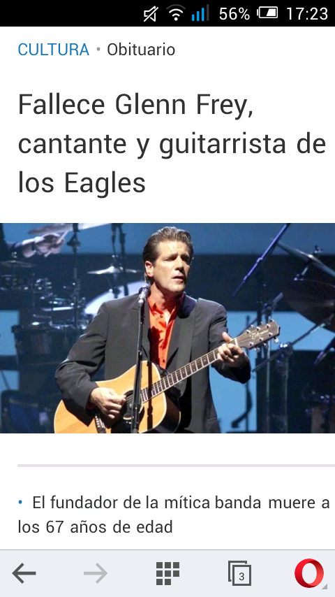 R. I. P. Glenn Frey, cantante y guitarrista de los Eagles